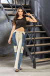 JEAN 1733 – Jean Wide Leg Bicolor con Bolsillos Cargo y Tiro Alto